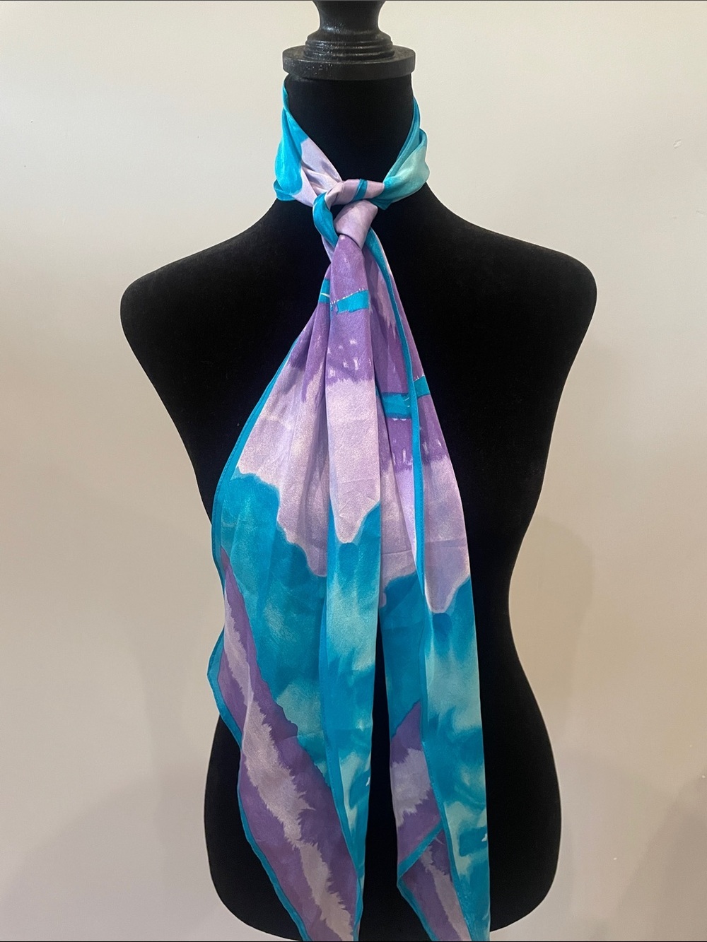 Vintage Tie-Dye Style Blue & Purple Fashion Scarf